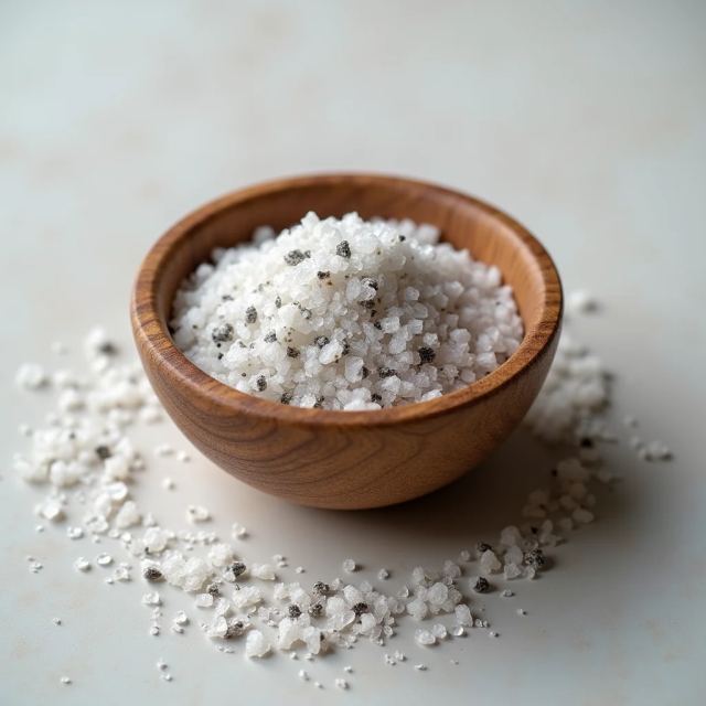 Schale mit grobem Meersalz