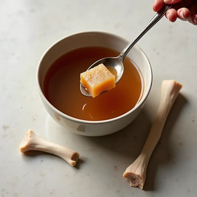 Schale mit gelierter Knochenbrühe