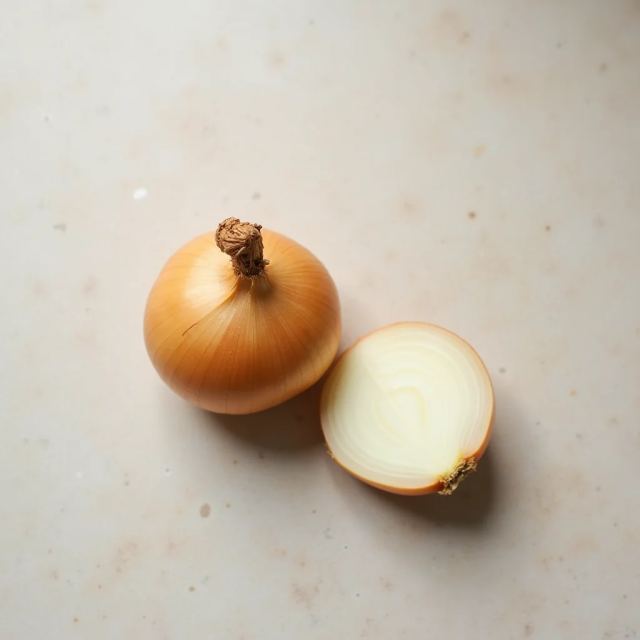 Zwiebel, ganz und halbiert